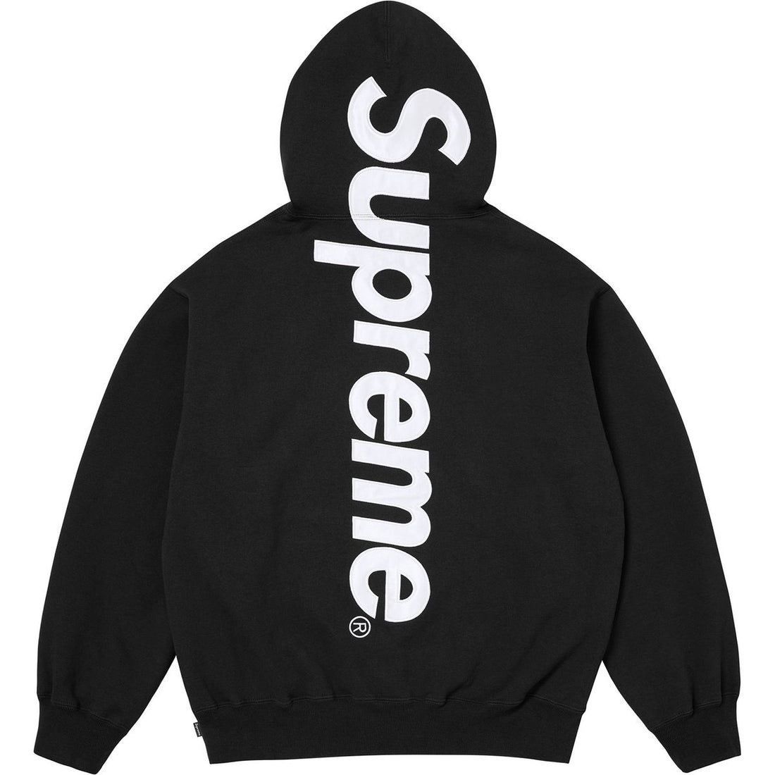 Supreme Satin Appliqué Hooded Sweatshirt Black