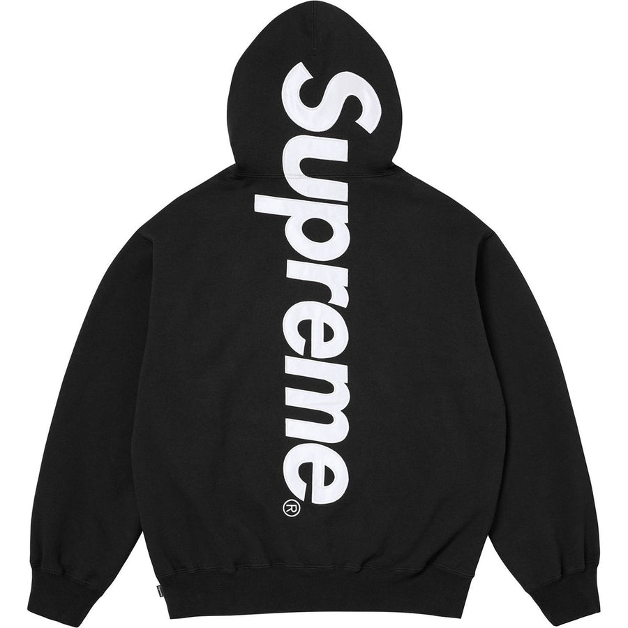 Supreme Satin Appliqué Hooded Sweatshirt Black