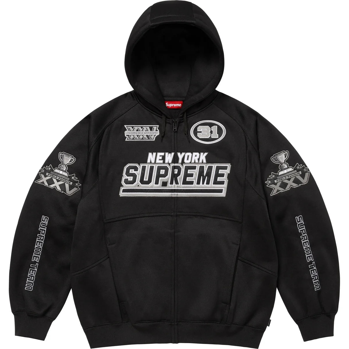 Supreme Football Zip Up Hooded Sweatshirt Black – INSTAKICKSZ LTD