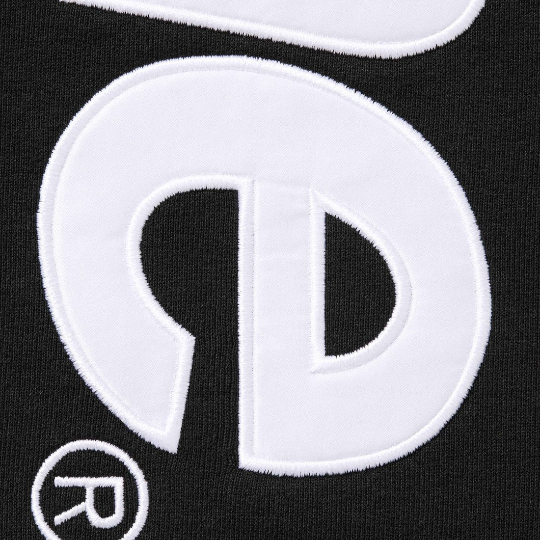 Supreme Satin Appliqué Hooded Sweatshirt Black