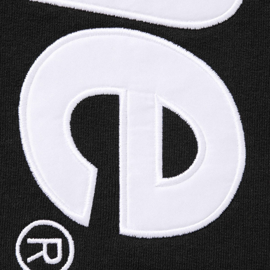 Supreme Satin Appliqué Hooded Sweatshirt Black