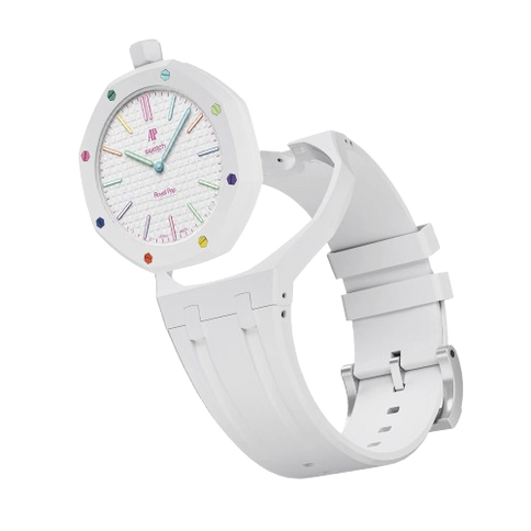 Rubber Watch Strap For AP Royal Pop x Swatch 'Huit Blanc'