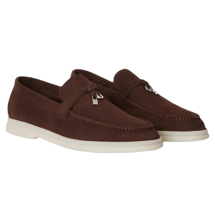 Loro Piana Summer Charms Walk Suede Chocolate Loafers