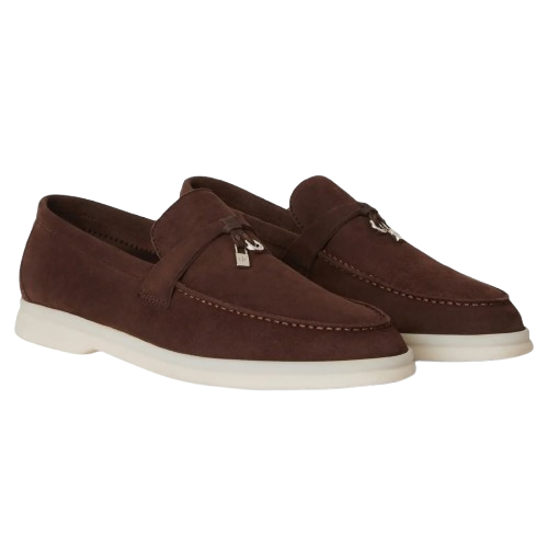 Loro Piana Summer Charms Walk Suede Chocolate Loafers