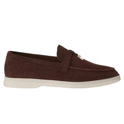 Loro Piana Summer Charms Walk Suede Chocolate Loafers