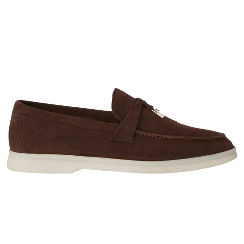 Loro Piana Summer Charms Walk Suede Chocolate Loafers