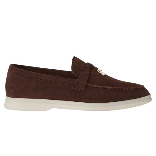 Loro Piana Summer Charms Walk Suede Chocolate Loafers