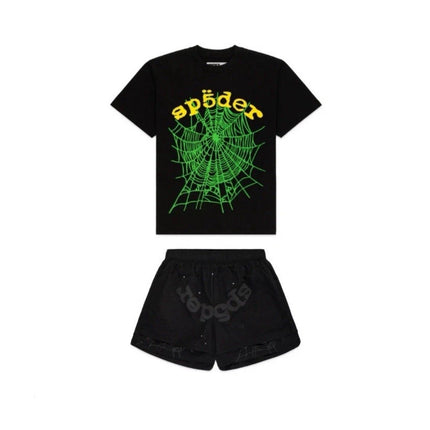 SP5DER OG Web V2 Tee & OG Web Double Layer Short Set Black