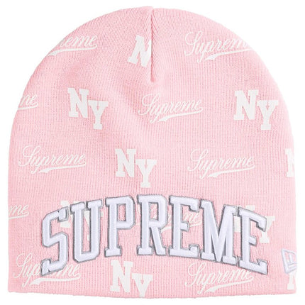 Supreme New Era® Monogram Beanie Pink