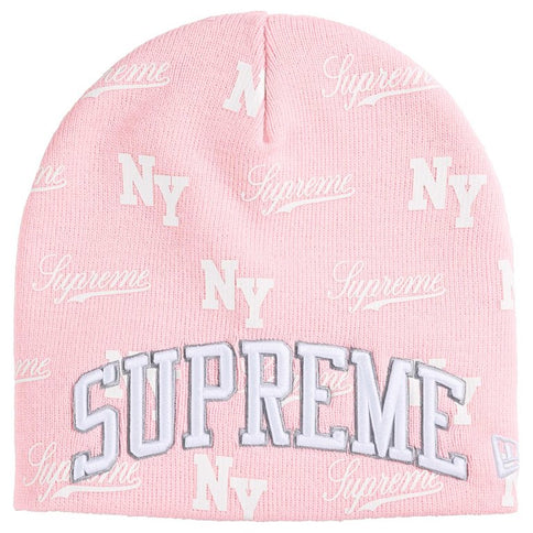 Supreme New Era® Monogram Beanie Pink