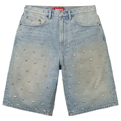 Supreme Stars Studded Baggy Denim Short Washed Indigo