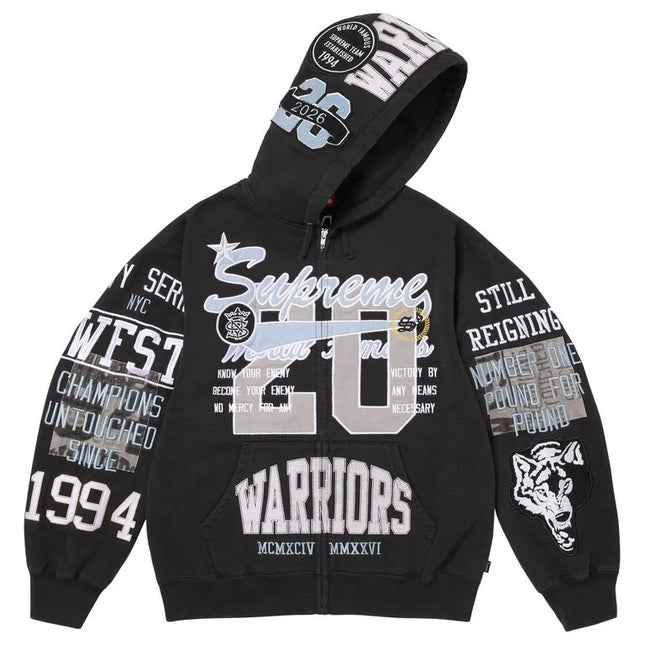 Supreme Warriors Appliqué Zip Up Hooded Sweatshirt