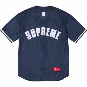 Supreme Ultrasuede Mesh Baseball Jersey Navy - INSTAKICKSZ LTD