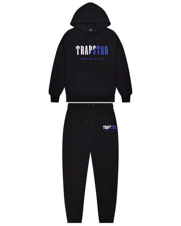 Trapstar Chenille Decoded Hoodie Tracksuit - Black/Blue - INSTAKICKSZ LTD