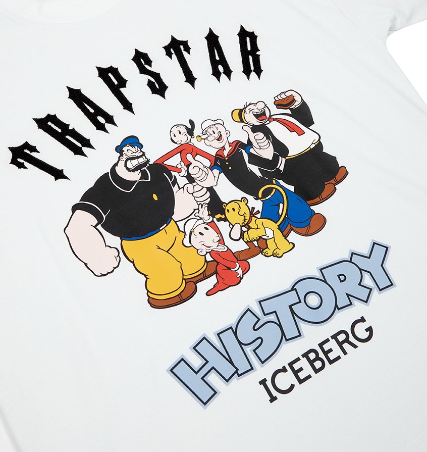 Trapstar X Iceberg Popeye Chenille Print Oversized T-Shirt - White - INSTAKICKSZ LTD